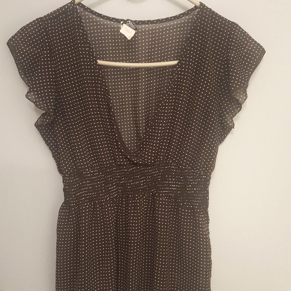 Teenie Weenie Sheer Polka Dot Flutter Sleeve Top